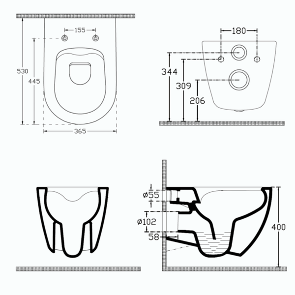 Isvea WC Toilet Badezimmer Wand-WC Terrazzo mit Softclose-Sitz