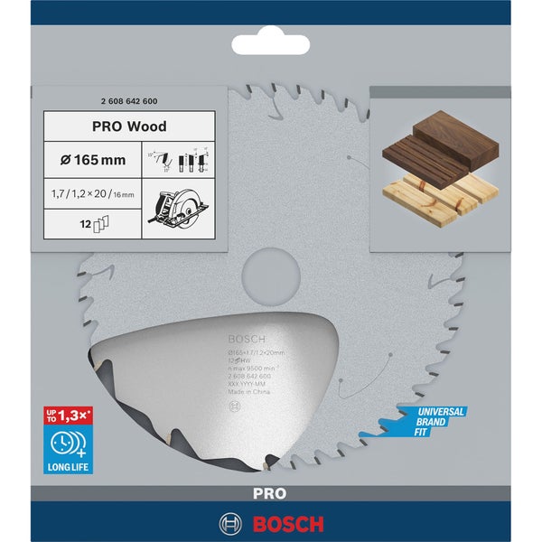 Bosch PRO Wood Kreissägeblatt 165 x 1,7 x 20 mm - 2608642600