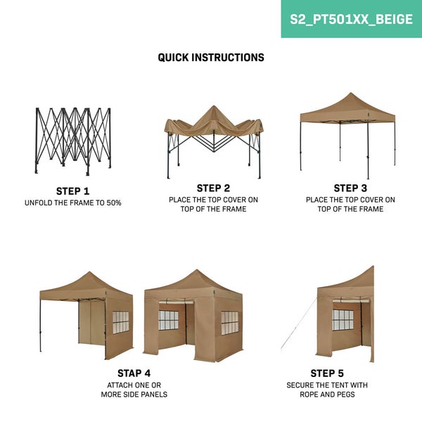VONROC Pavillon 3x3m wasserdicht stabil - Partyzelt EasyUp System [3Min Aufbau] Popup Faltpavillon modular erweiterbar als Festival Zelt, Gartenpavillon