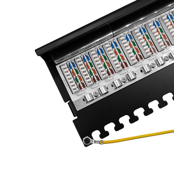 ProfiPatch Patchpanel Patchfeld Cat.6 Desktop 12-Port RJ45 geschirmt Aufputz Wandmontage 1HE schwarz