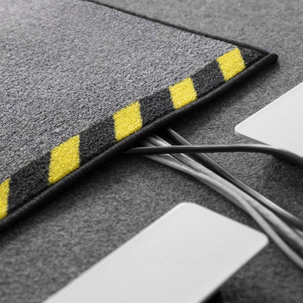 FLOORDIREKT Kabelmatte mit Warnumrandung - Rollenware - Sicherheitsmatte für Büro und Lager - Schwarz-Gelb - 40 x 50 cm