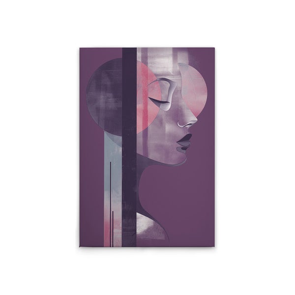 Abstrakte Leinwandkunst mit Frauenprofil und geometrischen Formen für die Wanddekoration