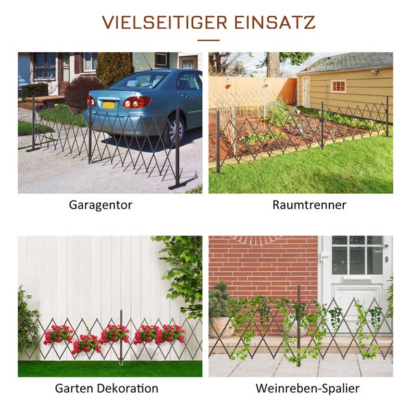 Outsunny Scherengitter, Absperrgitter, ausziehbar, 52-405 cm, H103,5 cm, Alu, Braun