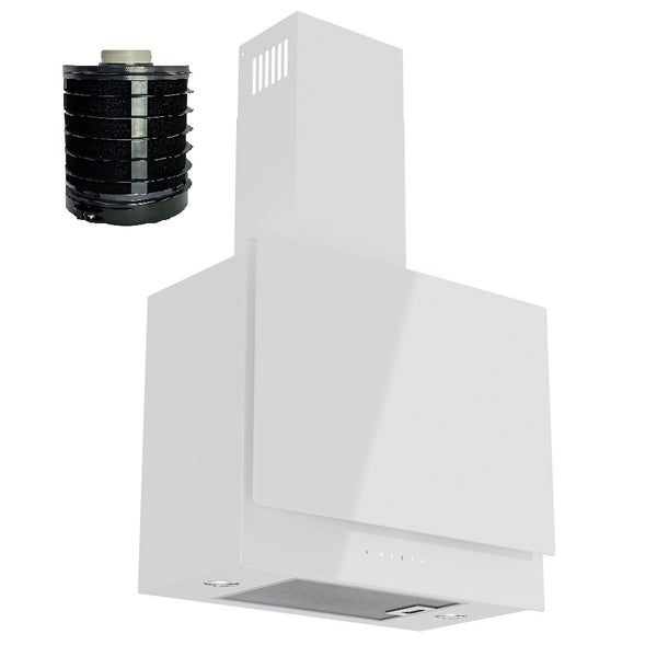 Weiße Dunstabzugshaube mit Kohlefilter