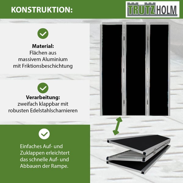 DREIBREIT by TRUTZHOLM Alu Auffahrrampe 215 cm 2-fach klappbar 1020 kg Alu beschichtet Verladerampe