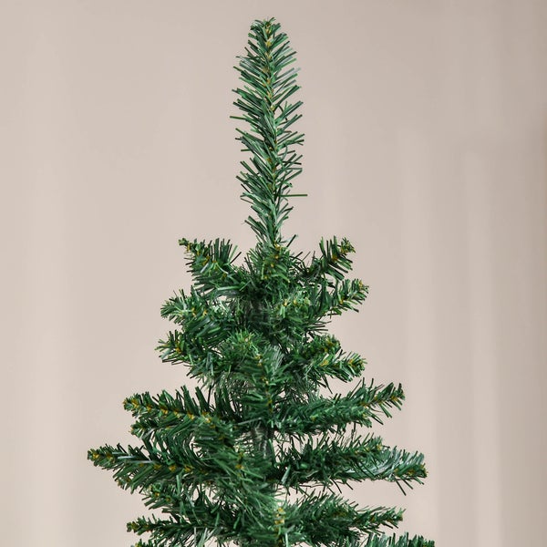 Künstlicher Weihnachtsbaum Spitze mit grünen Nadeln aus Kunststoff.