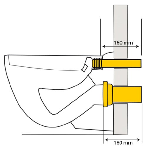 HAAS® Wand-WC-Anschlussgarnituren - 180 mm lang - mit Dichtung, verschweißbar, 3286