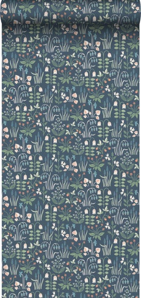 Borastapeter Tapete Blumen Graublau - 53 cm x 10.05 m - 660420