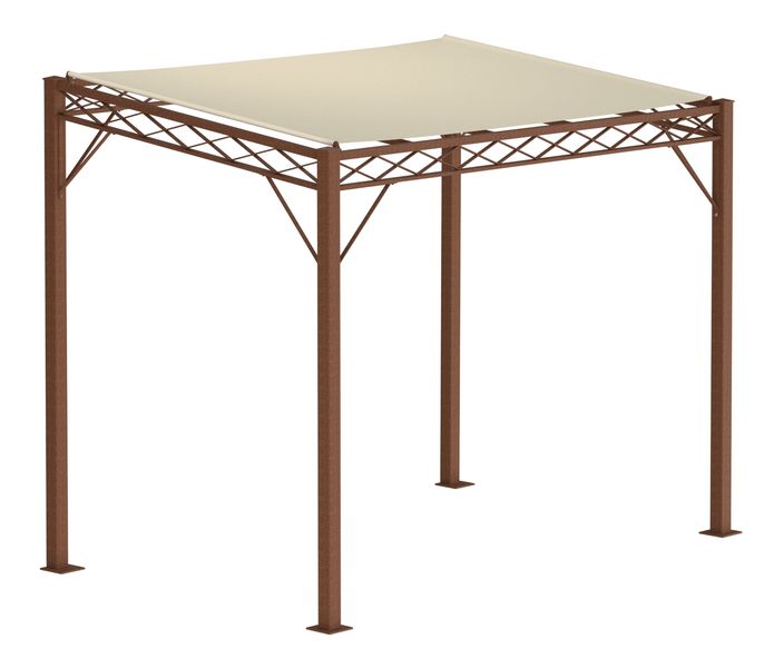 Pergola ELEO Ischia 2 x 3 m unbeschichtet - Edelrost | mit Sonnensegel ecru