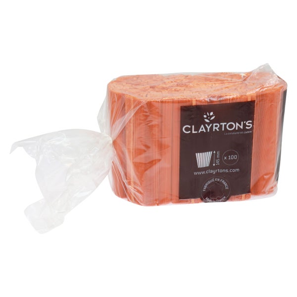 Clayrton's Papiermanschetten für Blumentöpfe, 145 Millimeter, 100 Stück, hergestellt in Frankreich, Clayrton's Logo.
