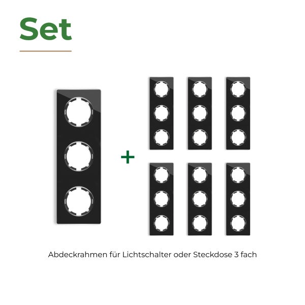 Set mit sieben 3-fach Abdeckrahmen für Lichtschalter oder Steckdosen
