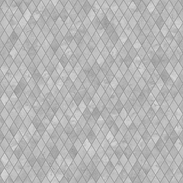 Tapete mit Rautenmuster in Steinoptik.