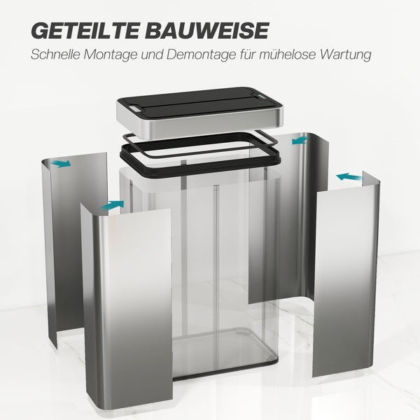 Einbaueimer im Küchenschrank mit Deckel, Metallrahmen und herausnehmbarem Inneneimer