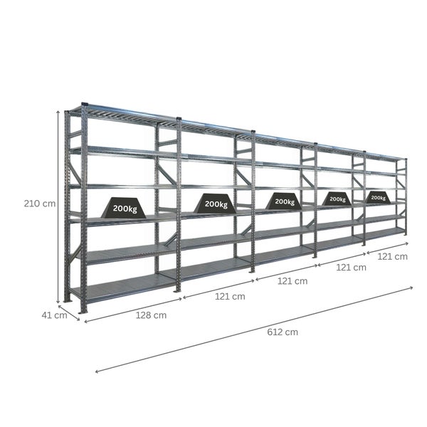 Stahlregalsystem mit mehreren Ebenen und Lastangabe