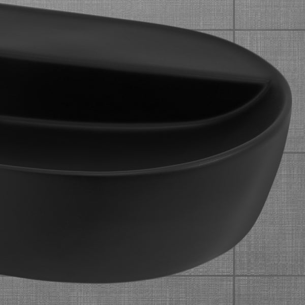 ML-Design Waschbecken aus Keramik in Schwarz matt 80 x 40 x 12 cm, Oval, Moderne Aufsatzwaschbecken, Design Waschtisch Aufsatz-Waschschale Waschplatz Handwaschbecken, für das Badezimmer / Gäste-WC