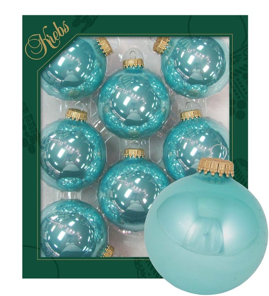 Aquamarin glänzend 7cm Glaskugeln uni, 8 Stck., Weihnachtsbaumkugeln, Christbaumschmuck, Weihnachtsbaumanhänger