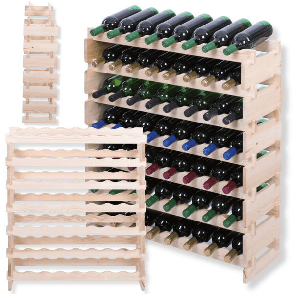 Weinregal VINOTECA FLEX PRO HxBxT 93x84x28cm 56 Flaschen auf 7 Ebenen Massives Kiefernholz Braun geölt