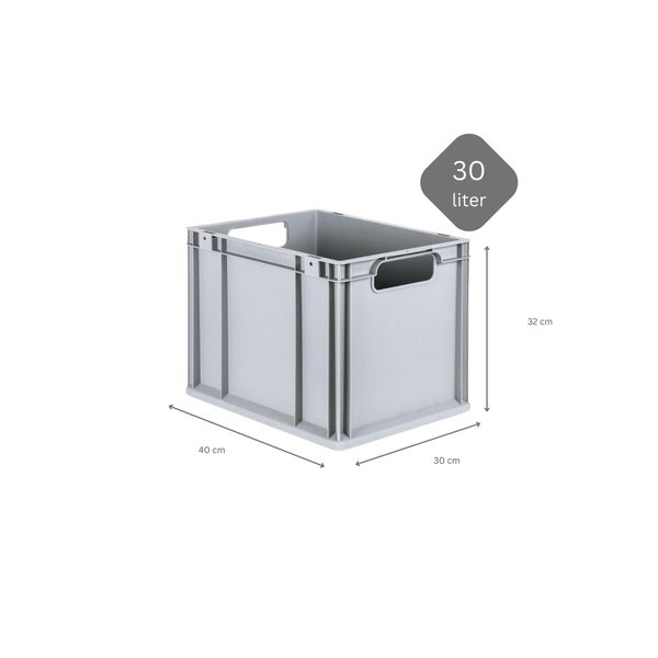 PROREGAL Spar Set 10x Eurobox Nextgen Economy Mit Auflagedeckel & 4x Schiebeschnappverschlüsse Blau Griffe Offen HxBxT 32 x 30 x 40 cm 30 Liter