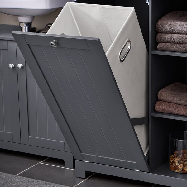 Badezimmer Waschbeckenunterschrank mit Wäschekorb zur Aufbewahrung