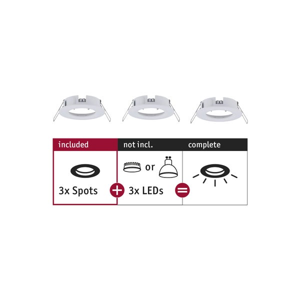 Einbauleuchte Choose Basisset starr IP44 rund 78mm max. 3x10W 230V dimmbar Weiß matt