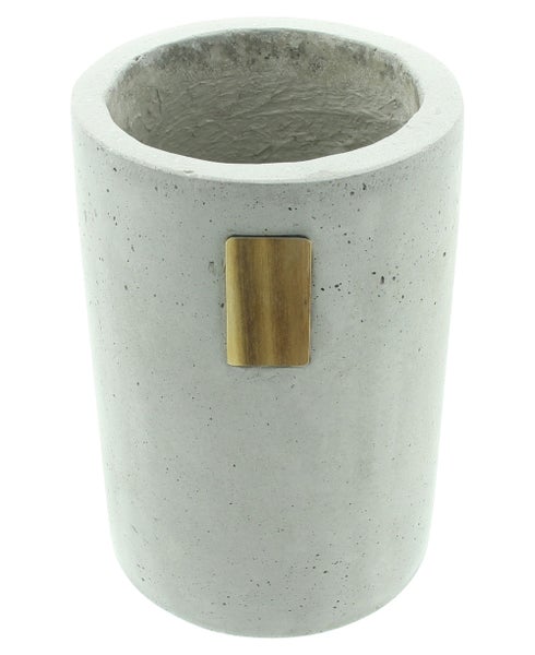 FRANK FLECHTWAREN | Dekovase Tube, BETON, HOLZ, Ø 18 x 27 cm