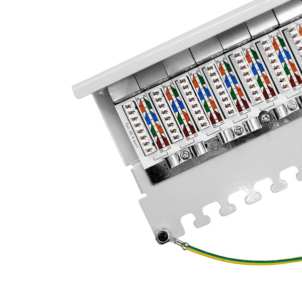 ProfiPatch Cat6a Patchpanel Patchfeld 8 Port Verteilerfeld geschirmt RJ45 Desktop und Wandmontage 1HE grau