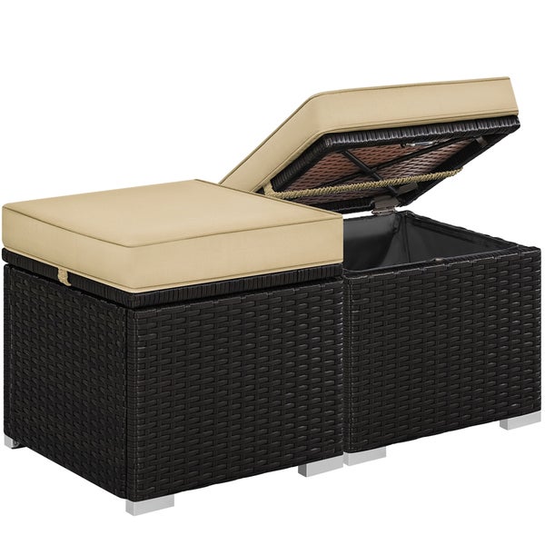 Gartenmöbel-Aufbewahrungsbox aus Rattan mit Sitzkissen