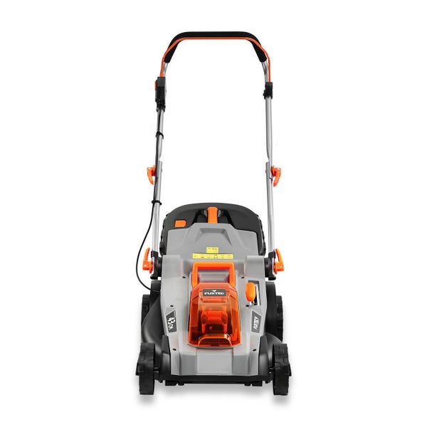 Aufsicht auf einen Rasenmäher.