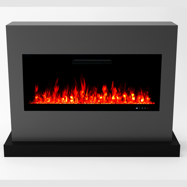 Glow Fire Elektrokamin 'Zeus106' | LED Standkamin in grau mit Heizung (1500 W) | HxBxT: 100x135x35 cm