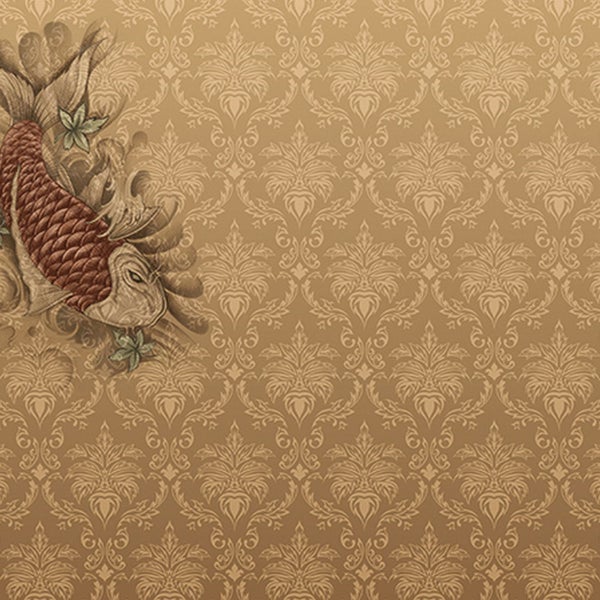 Tapete mit Fischmuster und Ornamenten