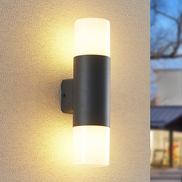 Lindby Wandleuchte außen Tabyn (spritzwassergeschützt (Modern) in Schwarz aus Aluminium (2 flammig, E27) - Außenwandleuchten Wandlampe Led Außenlampe Outdoor für Außenwand/Hauswand Haus