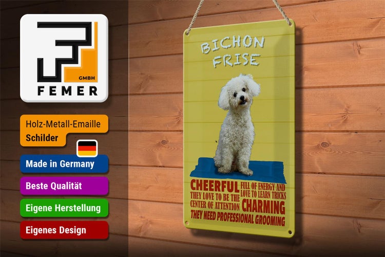 Blechschild Spruch 20x30cm Hund Bichon Frise cheerful