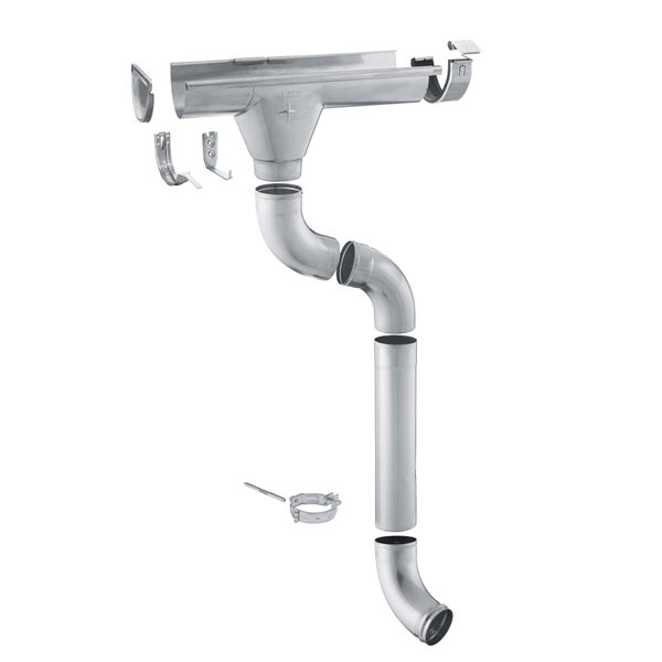 Dachrinnen-Set mit Dachrinne, Fallrohren, Rohrbogen, Rinnenhaltern und Zubehör