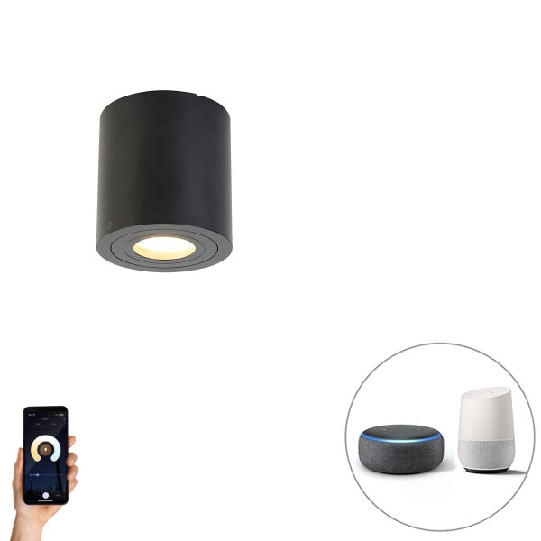 Smarter Badspot schwarz rund IP44 inkl. WLAN GU10 - Capa