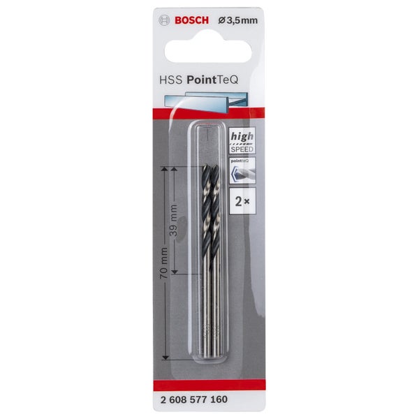 Bosch Logo, 3,5 mm HSS Point TeQ Metallbohrer Set, 2 Stück