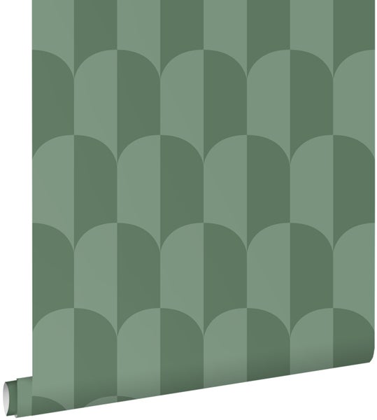 ESTAhome Tapete Art Decó Muster Graugrün - 50 x 900 cm - 139989