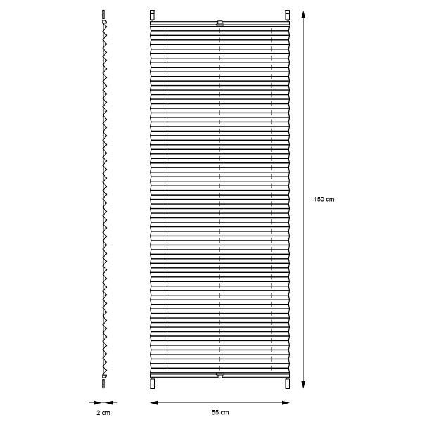 ECD Germany Plissee Klemmfix ohne Bohren 55x150 cm Dunkelgrau Blickdicht Sonnen- und Sichtschutz Faltrollo Jalousie mit Klemmträger für Fenster & Tür EasyFix Plisseerollo Lichtdurchlässig Fensterrollo