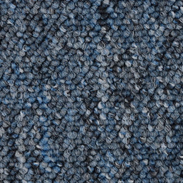 Auslegware Teppichboden mit Schlingen Struktur in Blau meliert mit Vliesrücken 400 cm Breite (Meterware)