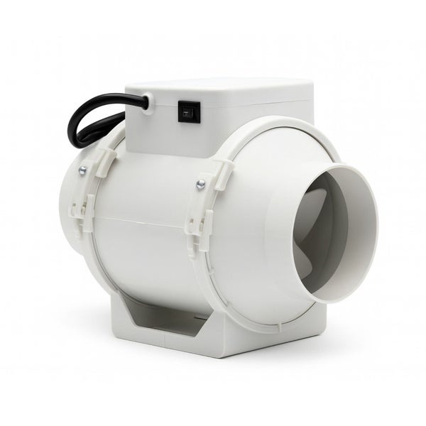Rohrventilator aus Kunststoff mit Stromkabel und Schalter