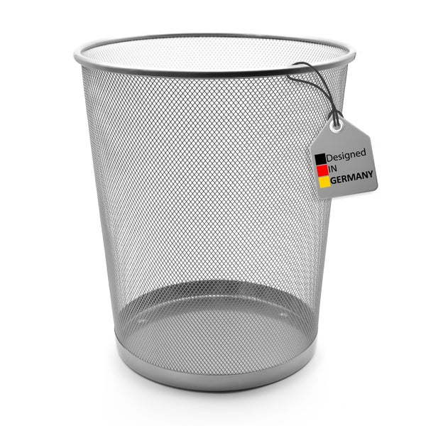 BigDean Papierkorb Mülleimer Büro silber 20L Draht – vielseitiger Mülleimer