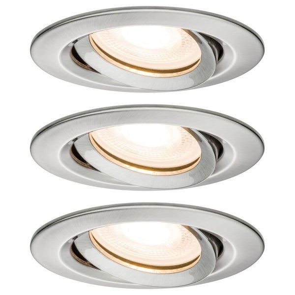 Premium LED Einbauspot Nova, schwenkbar, GU10, IP65, rund, eisen gebürstet, 3er Set