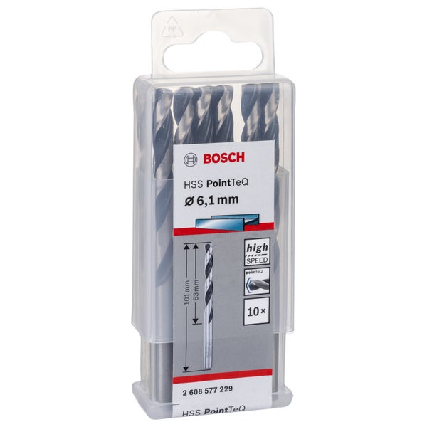 Bosch 10x HSS PointTeQ DIN 338 6,1 x 63 x 101 mm - 2608577229