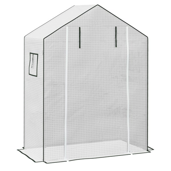 Outsunny Ersatzfolie PE-Folie Ersatzabdeckung mit UV-Schutz, Rolltür, Seitenfenster, Gewächshausfolie für Treibhaus, Tomatenhaus, 140 x 73 x 190 cm, Weiß