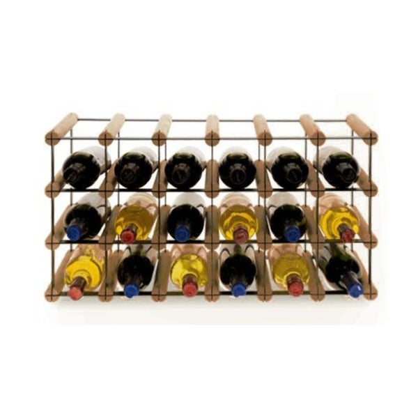 PROREGAL Modulares Weinregal Vinotega Mod Metal HxBxT 32,5 x 62,5 x 24,5 cm 6 x 3 Flaschen Massives Kiefernholz Braun Geölt