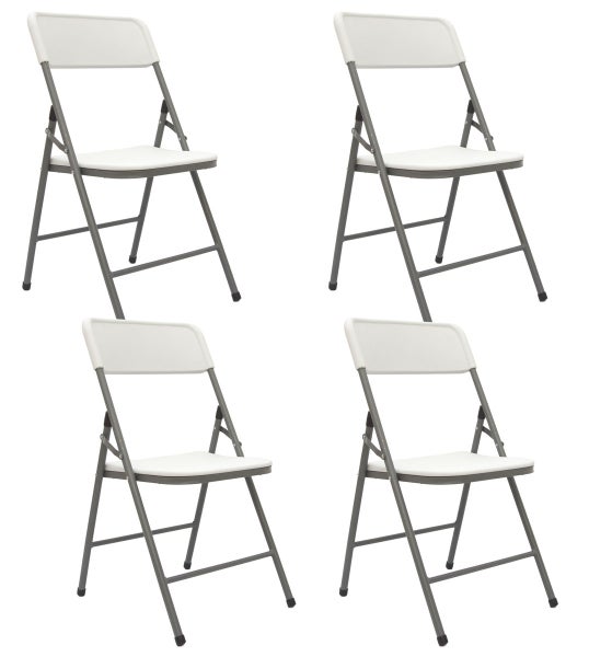 AMANKA 2er Set Klappstuhl bis 150kg - 50x46x83,5 Gartenstuhl Klappbar - Balkonstuhl Kunststoff Weiß