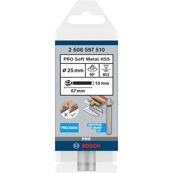 Bosch PRO Soft Metal HSS Kegelsenker 25 x 67 mm M12 - 2608597510