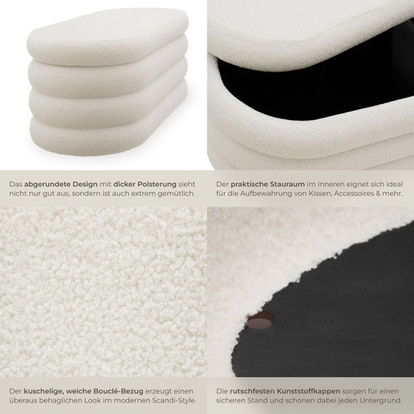 Hocker mit Stauraum und Bouclé-Bezug