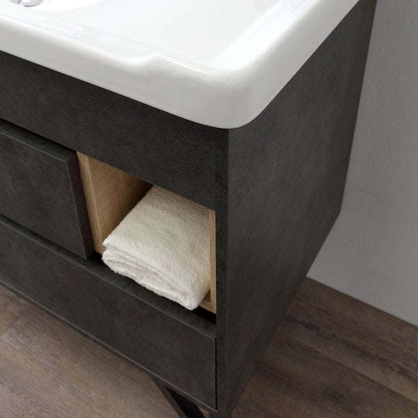 101 cm breiter Unterschrank mit Waschbecken und Spiegel im industriellen Stil | Vienna