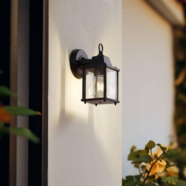 Lindby Wandleuchte außen (Laterne) Rurik (spritzwassergeschützt (Landhaus, Vintage Rustikal) in Schwarz aus Aluminium (1 flammig E27) - Außenwandleuchten Wandlampe Led Außenlampe Outdoor