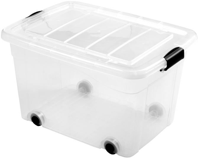Ondis24 Rollcontainer Rollbox 60 Liter Aufbewahrungsbehälter transparent